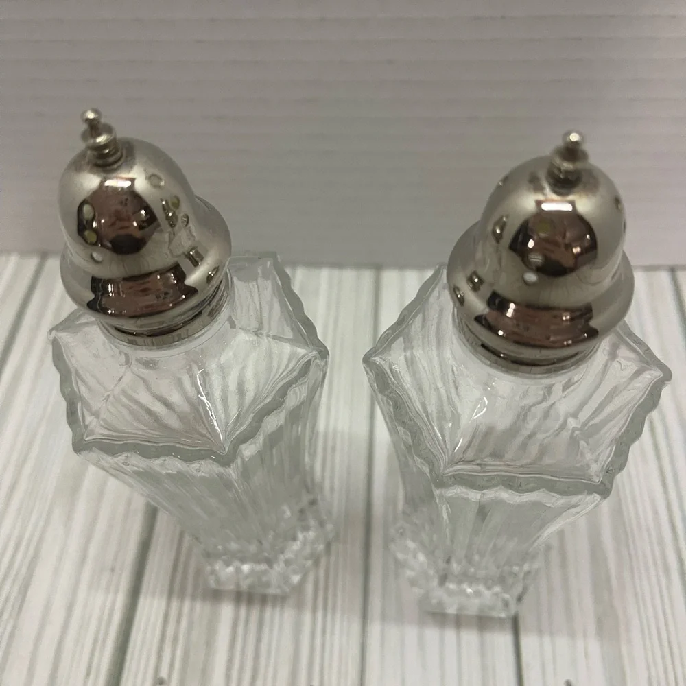 Vintage Mikasa Diamond Fire 1985-2007 Large Lead Crystal Salt & Pepper shakers